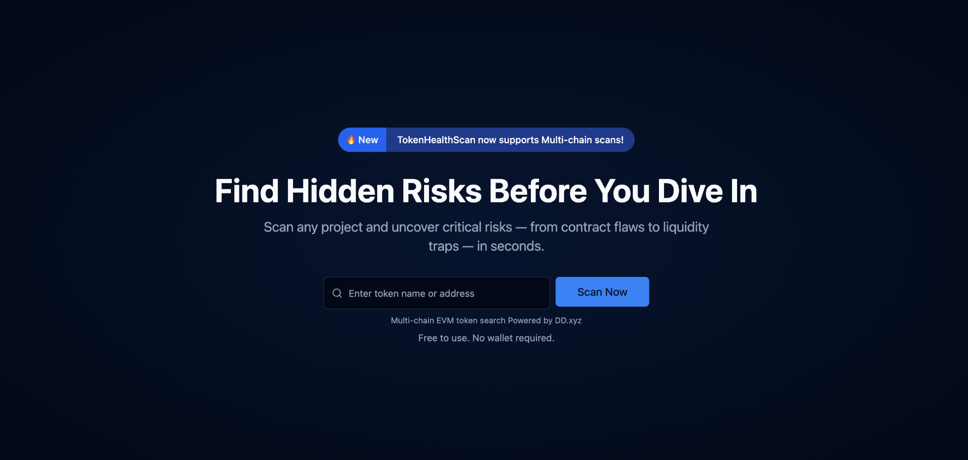 Token Health Scan interface screenshot