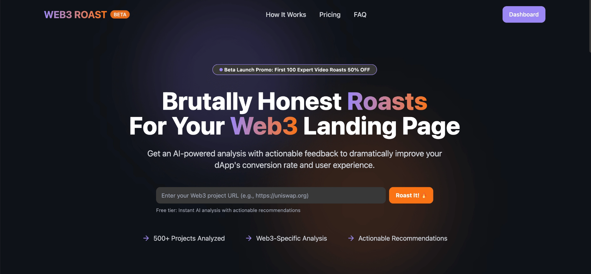 Web3 ROAST interface screenshot
